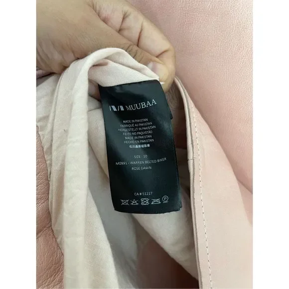 MUUBAA London Pink Biker Sheep Leather Jacket Size 6 - Picture 7 of 10